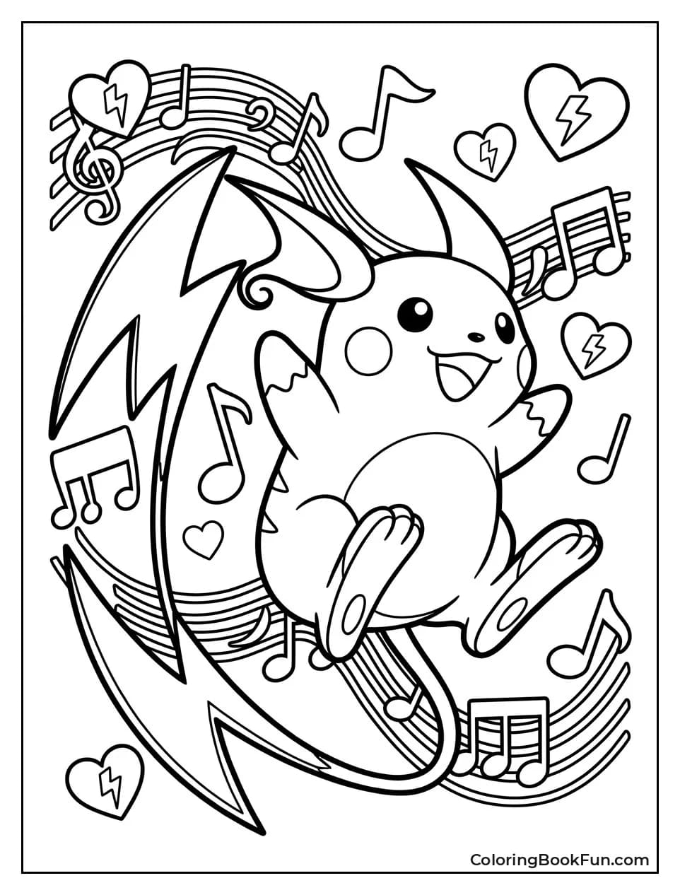 Raichu Happy Dance Coloring Page